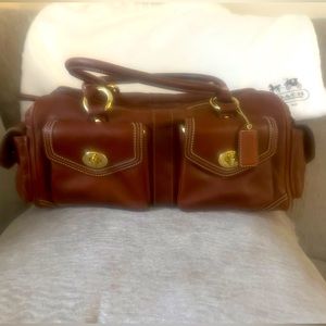 Coach vintage cognac leather satchel with gold turn locks limited edition